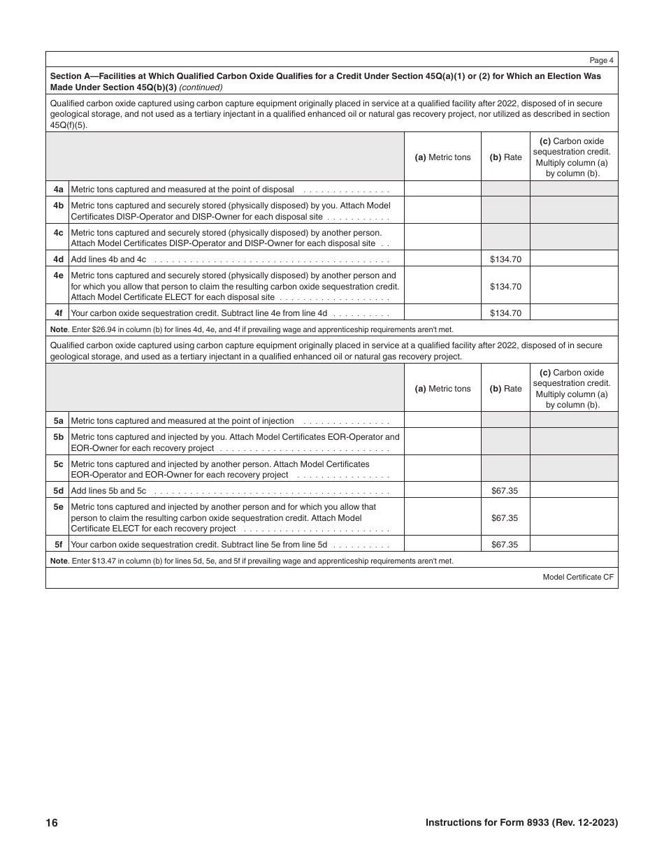 Instructions for IRS Form 8933 Carbon Oxide Sequestration Credit, Page 16