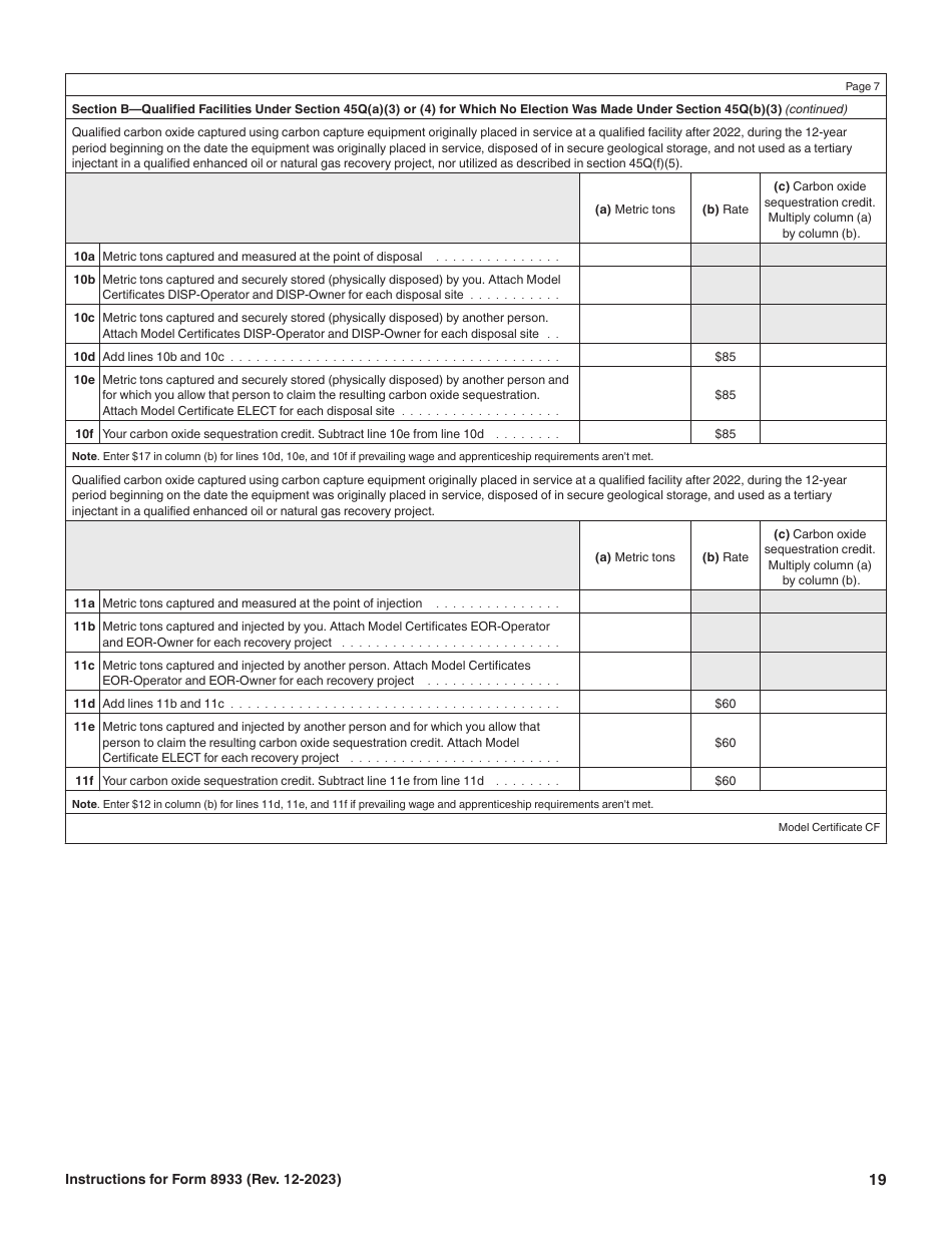 Instructions for IRS Form 8933 Carbon Oxide Sequestration Credit, Page 19