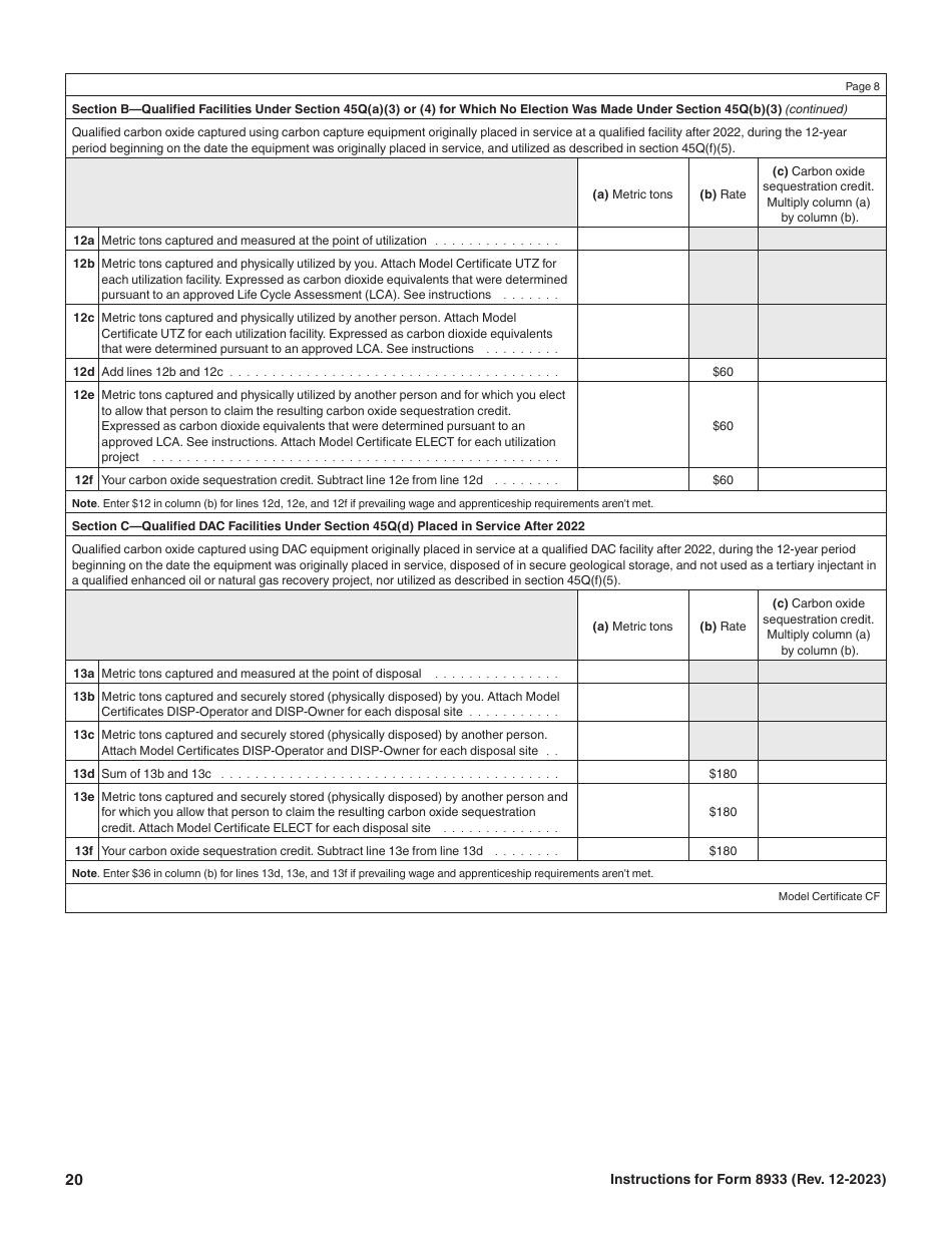 Instructions for IRS Form 8933 Carbon Oxide Sequestration Credit, Page 20