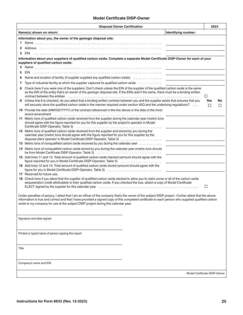 Instructions for IRS Form 8933 Carbon Oxide Sequestration Credit, Page 25