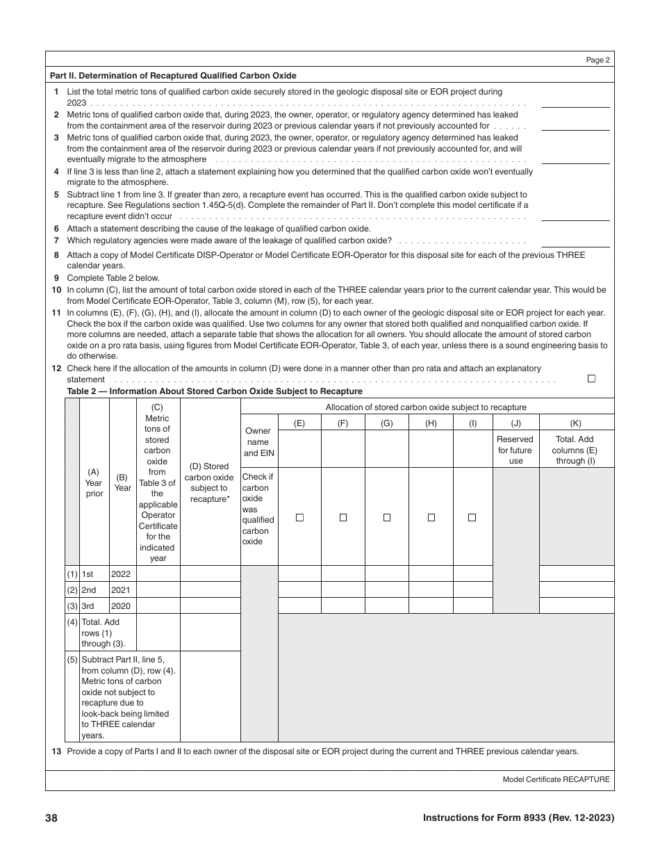 Instructions for IRS Form 8933 Carbon Oxide Sequestration Credit, Page 38