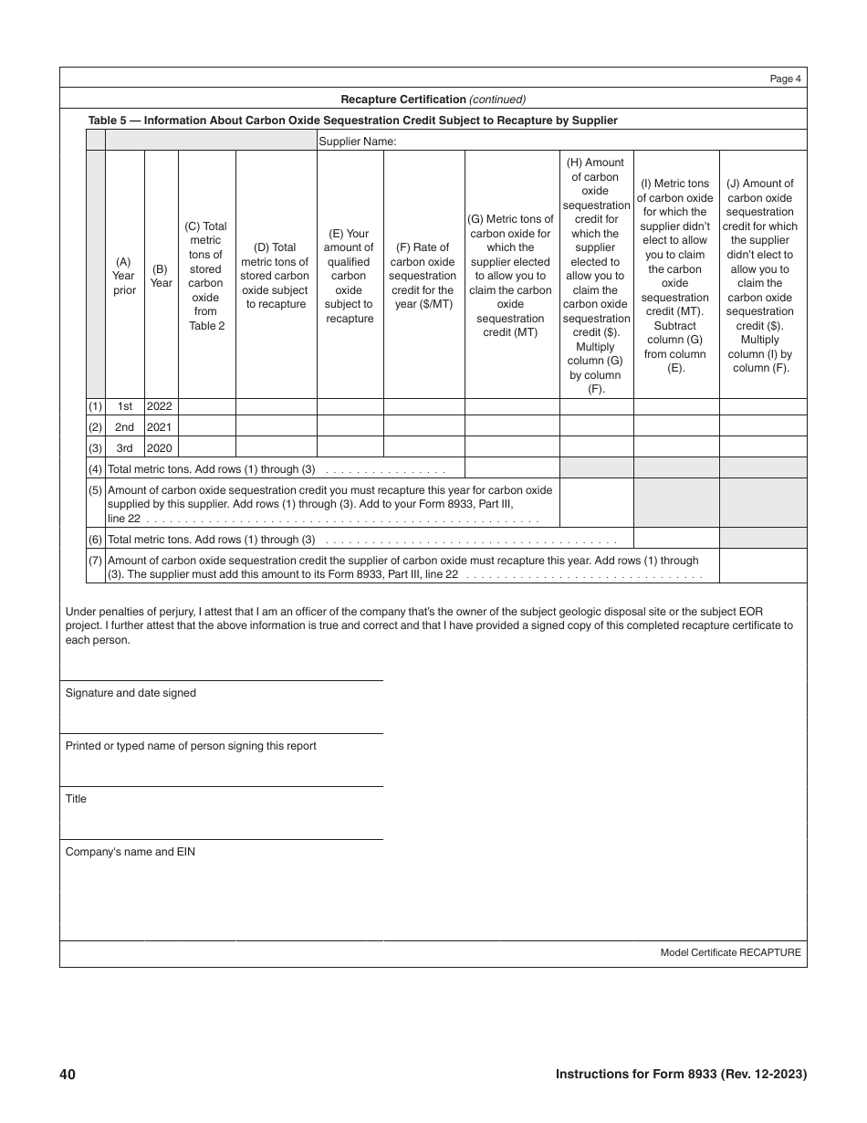Instructions for IRS Form 8933 Carbon Oxide Sequestration Credit, Page 40