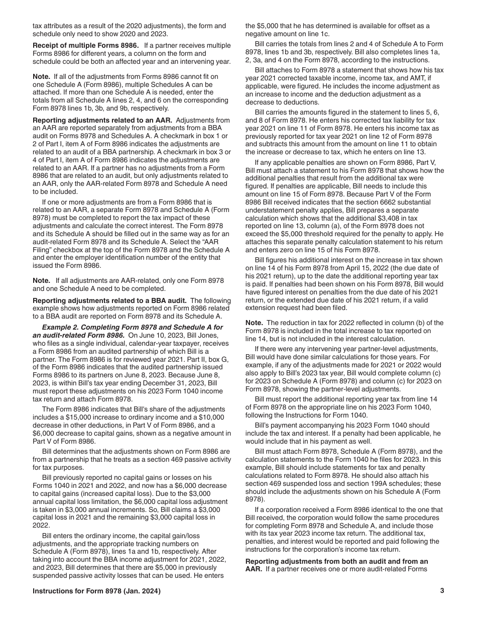 Instructions for IRS Form 8978 Partners Additional Reporting Year Tax, Page 3
