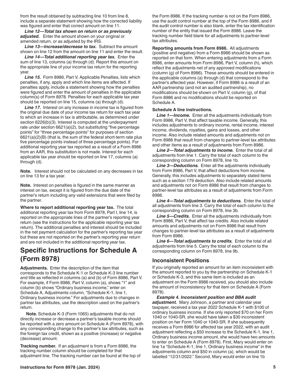 Instructions for IRS Form 8978 Partners Additional Reporting Year Tax, Page 5