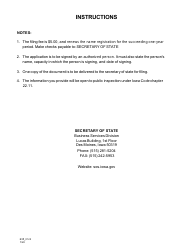 Foreign Limited Liability Company Application for Renewal of Registered Name - Iowa, Page 2
