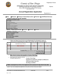 Document preview: Annual Registration Application - County of San Diego, California