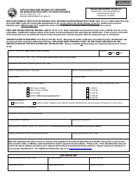 Document preview: State Form 49606 Application for Search of Certified or Non-certified Copy of Death Record - Indiana