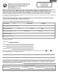 Document preview: State Form 54808 Request for Putative Father Search and Affidavit of Search Results - Indiana