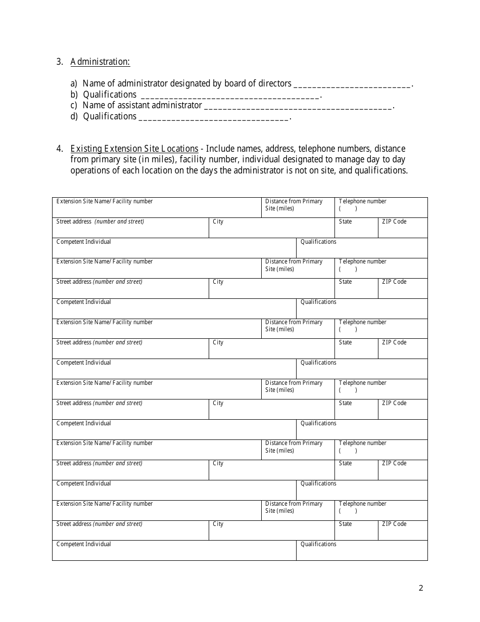 State Form 55642 Extension Site Questionnaire for Outpatient Physical / Occupational / Speech Therapy - Indiana, Page 2