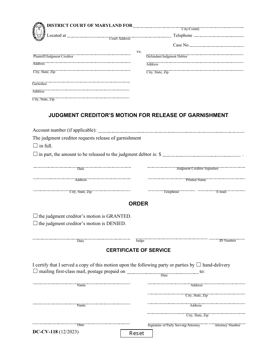 Form DC-CV-118 - Fill Out, Sign Online and Download Fillable PDF ...