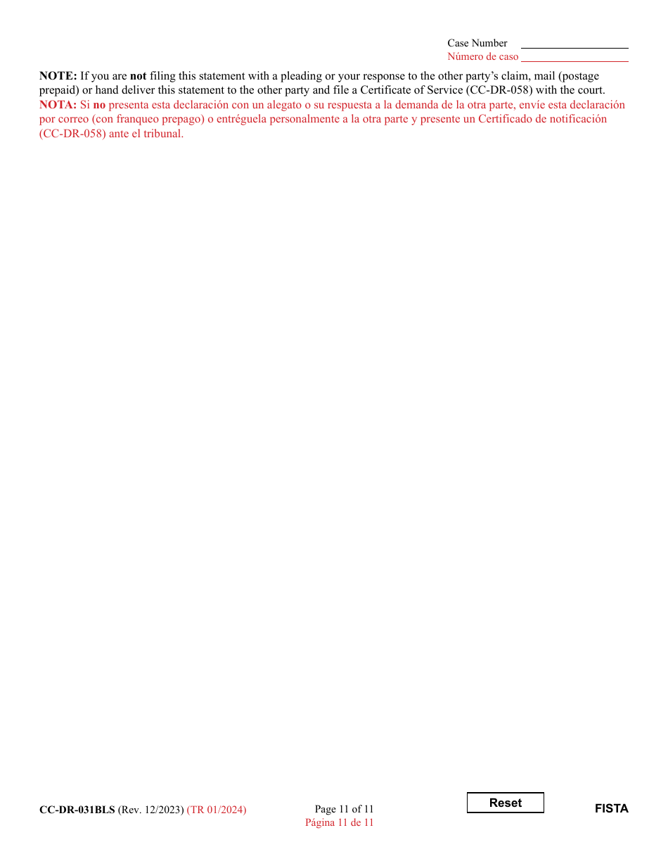 Form CC-DR-031BLS Financial Statement - Maryland (English / Spanish), Page 11