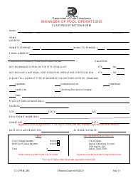 Document preview: Form CCS-FRM-285 Manager of Pool Operations Class Registration Form - City of Dallas, Texas