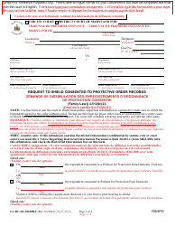 Document preview: Form CC-DC-DV-021BBLF Request to Shield Consented-To Protective Order Records - Maryland (English/French)