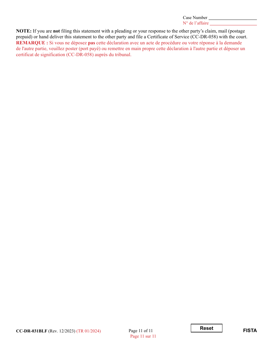 Form CC-DR-031BLF Financial Statement (General) - Maryland (English / French), Page 11