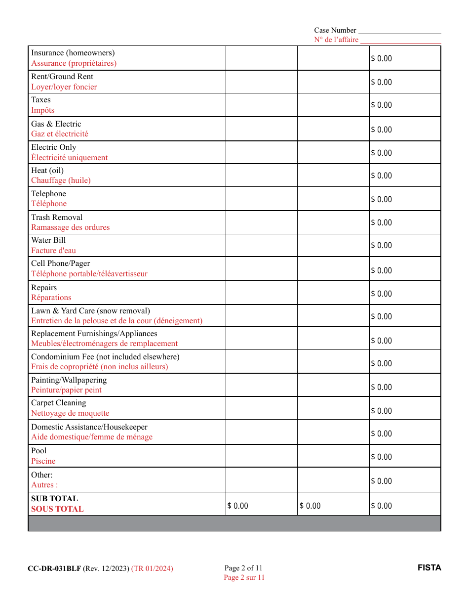 Form CC-DR-031BLF Financial Statement (General) - Maryland (English / French), Page 2