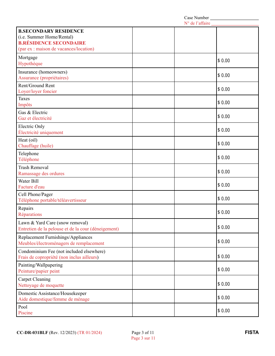 Form CC-DR-031BLF Financial Statement (General) - Maryland (English / French), Page 3