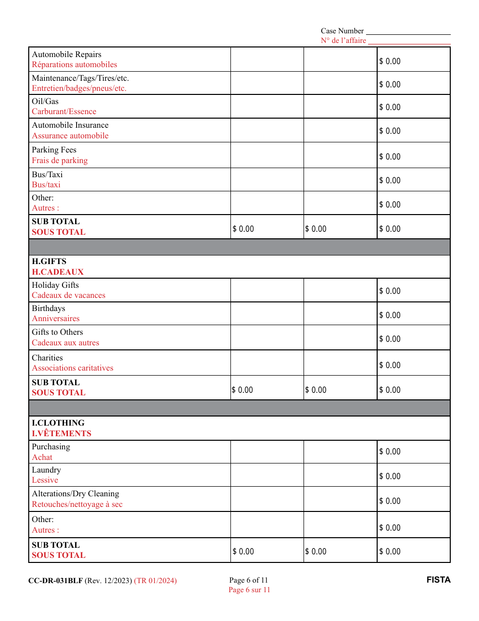 Form CC-DR-031BLF Financial Statement (General) - Maryland (English / French), Page 6