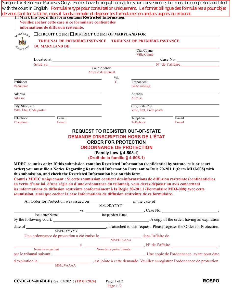 Form CC-DC-DV-016BLF - Fill Out, Sign Online and Download Printable PDF ...