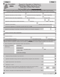 Document preview: Form REW-5 Request for Exemption or Reduction in Withholding of Maine Income Tax on the Disposition of Maine Real Property - Maine, 2024