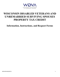 Document preview: Form WDVA B0106 Wisconsin Disabled Veterans and Unremarried Surviving Spouses Property Tax Credit - Wisconsin