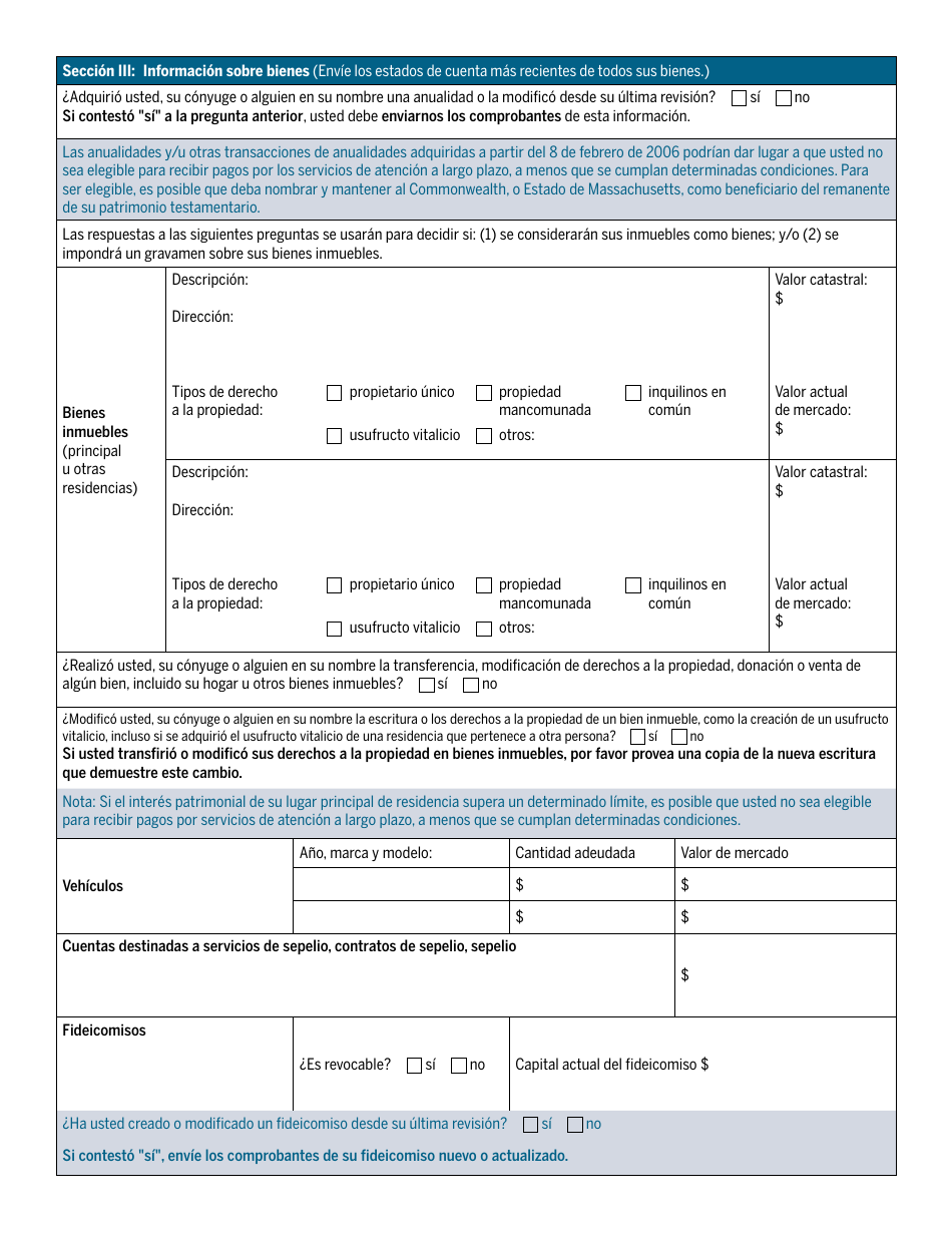 Revision De Elegibilidad Para Recibir Atencion a Largo Plazo De Masshealth - Massachusetts (Spanish), Page 2