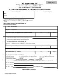 Form CCR CLK05 Statement of Abandonment of Use of Fictitious Business Name - Ventura County, California