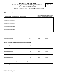 Document preview: Form CCR CLK06 Additional Names - Fictitious Business Name Statement - Ventura County, California