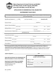 Document preview: Application to Commercially Sell Inland Fish (Supermarket Sales Only) - Maine