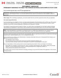 Document preview: Form IMM0203 Document Checklist: Permanent Residence Pathway for Foreign Nationals Who Were in State Care - Canada