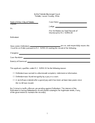 Document preview: Pro Se Motion to Seal Record of Dismissal to R.c. 2953.33 - City of Toledo, Ohio