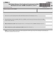 Document preview: Form 1040ME Schedule A Maine Minimum Tax Credit and Carryforward Worksheet - Maine, 2023