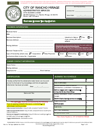 Document preview: Business License Tax Application - City of Rancho Mirage, California