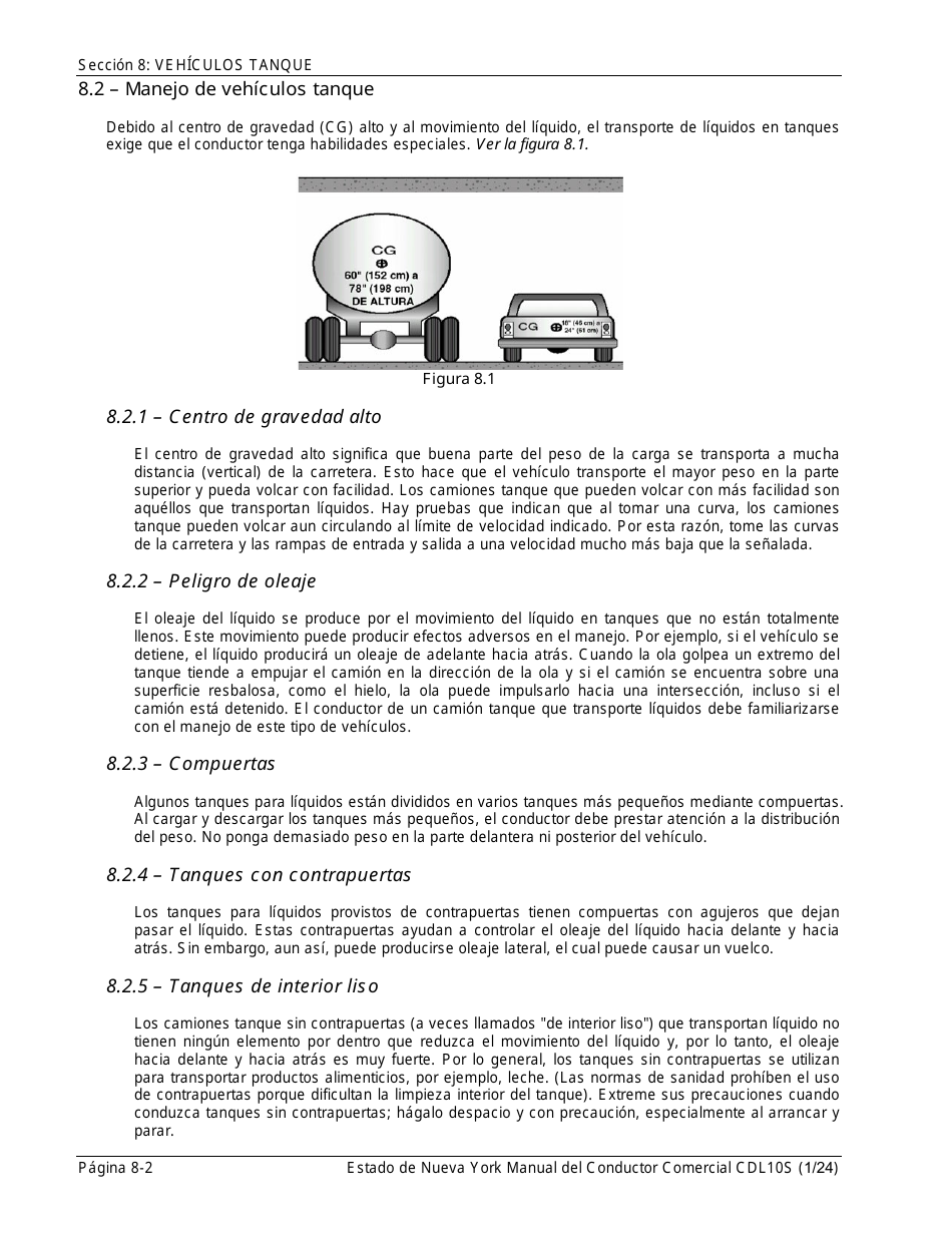Formulario CDL10S Seccion 8 Vehiculos Tanque - New York (Spanish), Page 2