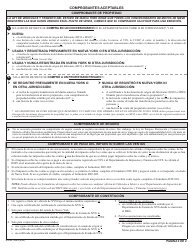 Instrucciones para Formulario MV-82SN Snowmobile Registration Application - New York (Spanish), Page 2
