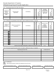 Form EXC-F013 Affiliated Group Payroll Provider Application - Nevada