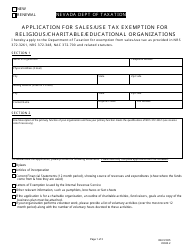 Document preview: Form REV-F005 Application for Sales/Use Tax Exemption for Religious/Charitable/Educational Organizations - Nevada