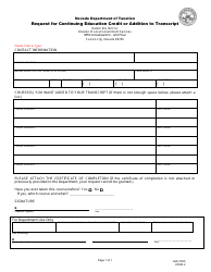 Document preview: Form LGS-T005 Request for Continuing Education Credit or Addition to Transcript - Nevada