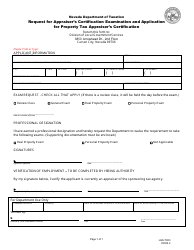 Document preview: Form LGS-T003 Request for Appraiser's Certification Examination and Application for Property Tax Appraiser's Certification - Nevada