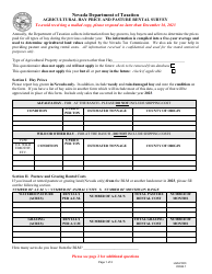 Form LGS-F003 Agricultural Hay Price and Pasture Rental Survey - Nevada