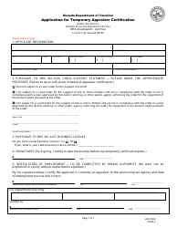 Document preview: Form LGS-T002 Application for Temporary Appraiser Certification - Nevada