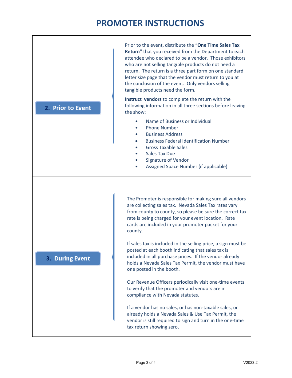 Instructions for One-Time Special Event Permit Application - Nevada, Page 3