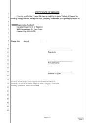 Form TAX-C010 Notice of Appeal - Nevada, Page 2