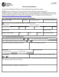 Document preview: Form 2982 Personal History Statement - Texas