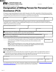 Document preview: Form DHS-6000-ENG Designation of Billing Person for Personal Care Assistance (Pca) - Minnesota Health Care Programs (Mhcp) - Minnesota