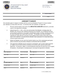 Form LC-CIVIL-AGRMED Agreement to Mediate - Massachusetts