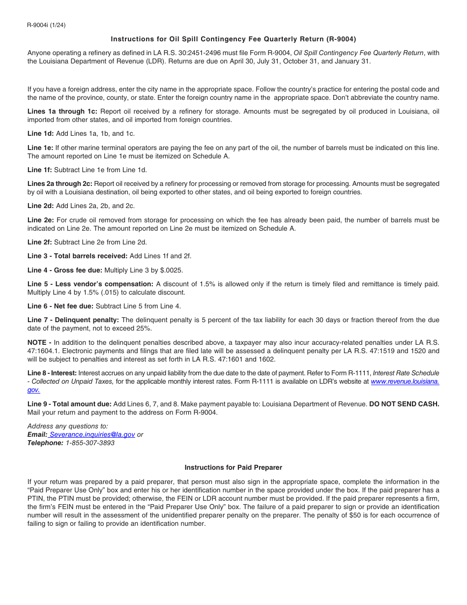 Form R-0994 Oil Spill Contingency Fee Quarterly Return - Louisiana, Page 3
