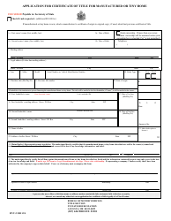 Document preview: Form MVT-2 MH Application for Certificate of Title for Manufactured or Tiny Home - Maine