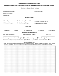High Velocity Hurricane Zone Uniform Roofing Application Form - Miami-Dade County, Florida, Page 2
