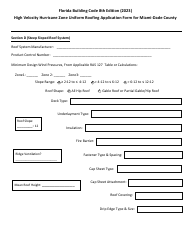 High Velocity Hurricane Zone Uniform Roofing Application Form - Miami-Dade County, Florida, Page 4