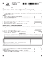 Document preview: Maryland Form 504 (COM/RAD-021A) Schedule A Fiduciary Income Tax Return - Maryland, 2023